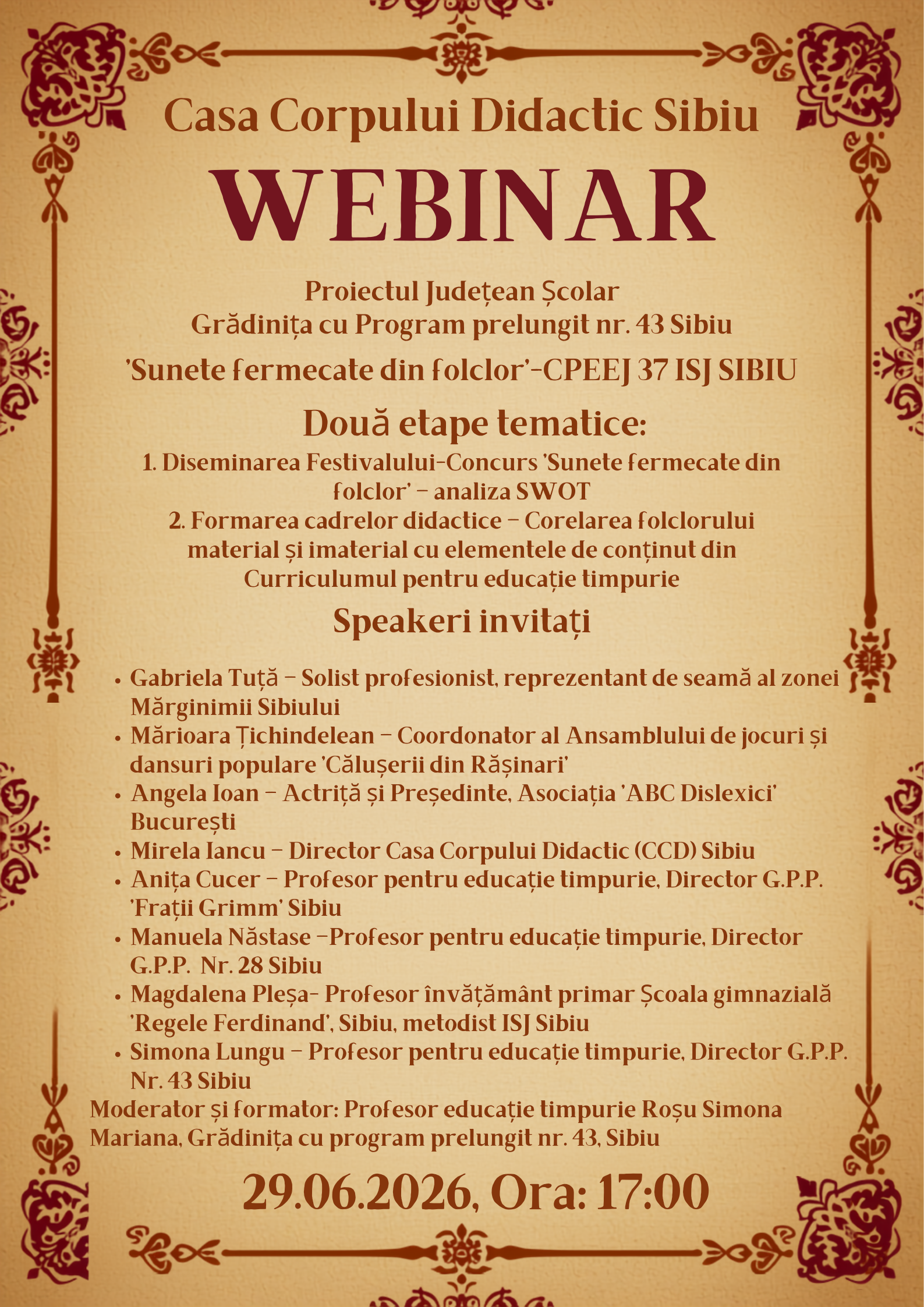 Afiș Webinar - Sunete fermecate din folclor